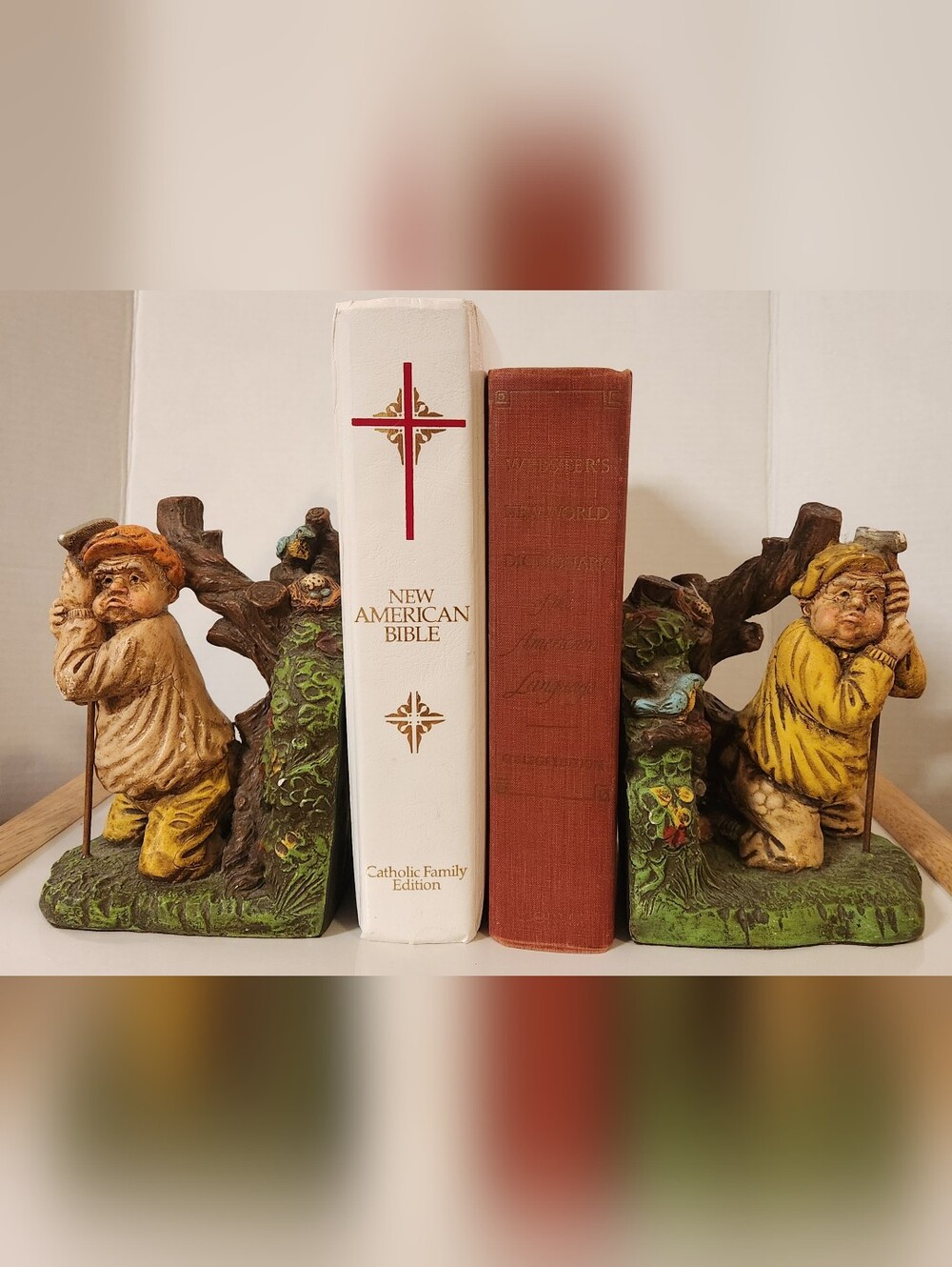 Vintage 1969 Ideal Originals Chalkware Golfer Bookends Mid-Century Caddy  AS IS